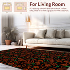 Abstract Orange Swirls Roses Design Rug