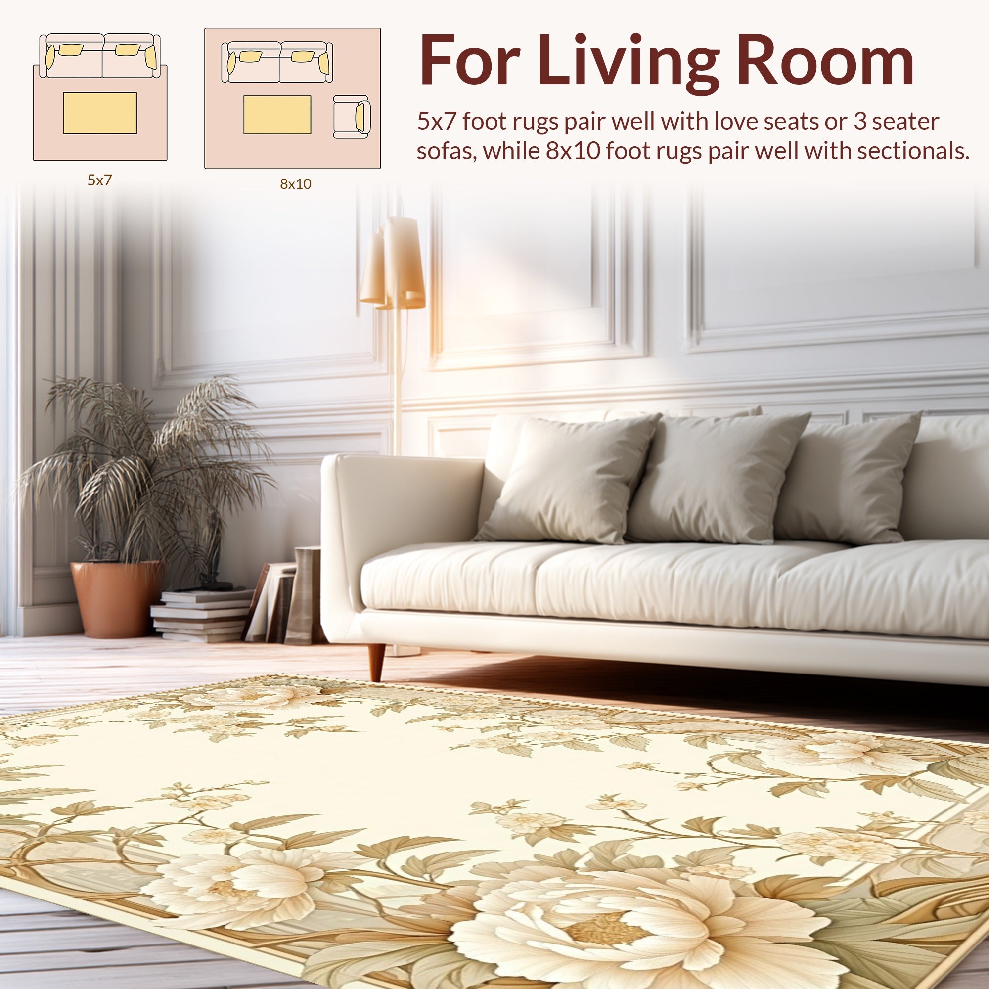 Vintage Floral Scroll Border Rug