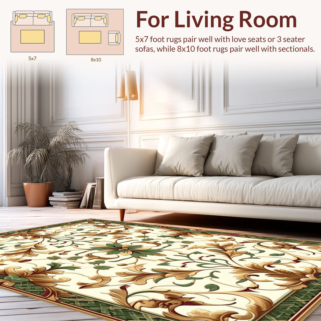 Ornate Floral Scrollwork Design Rug