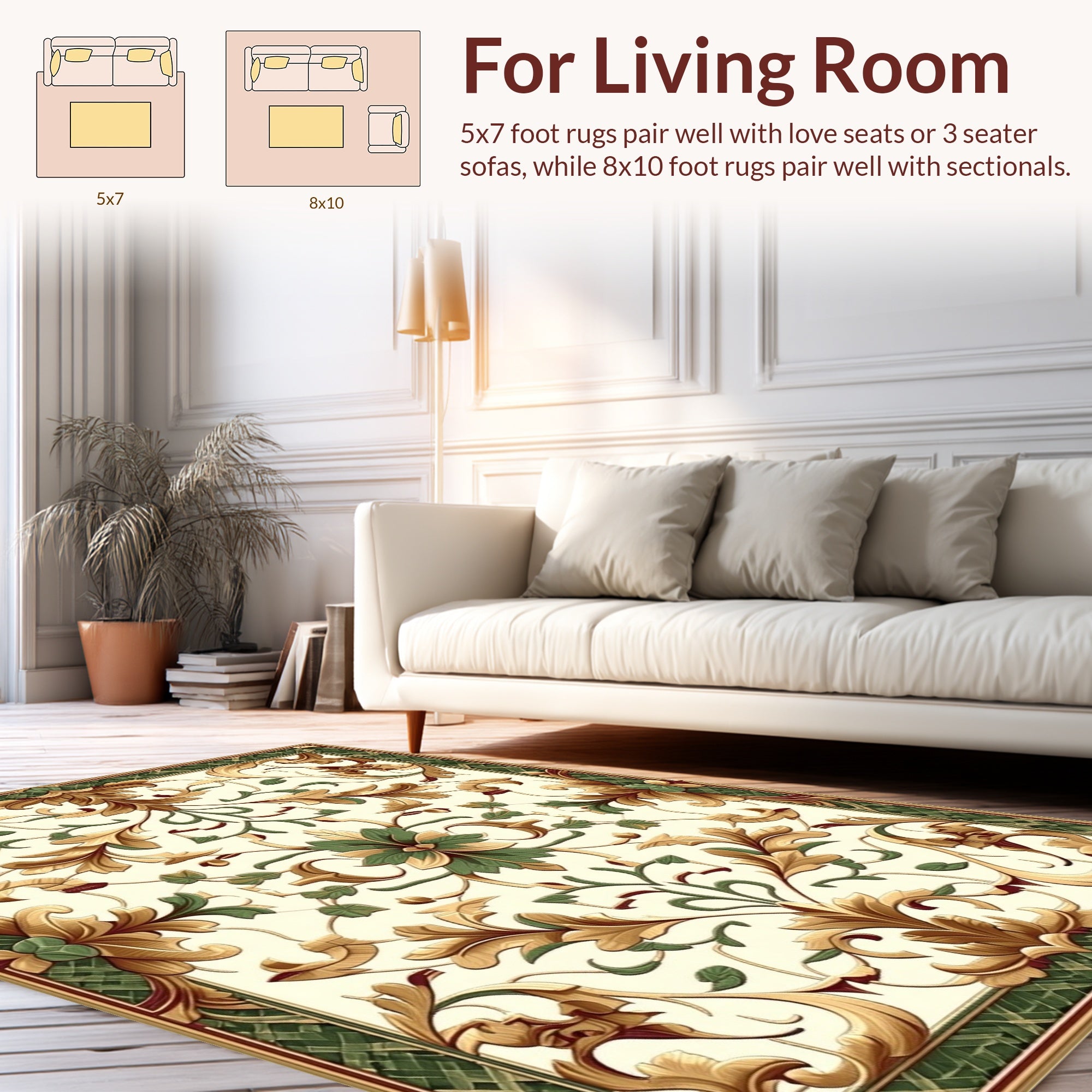 Ornate Floral Scrollwork Design Rug