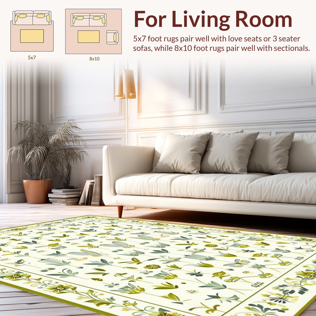 Stylized Botanical Garden Design Rug