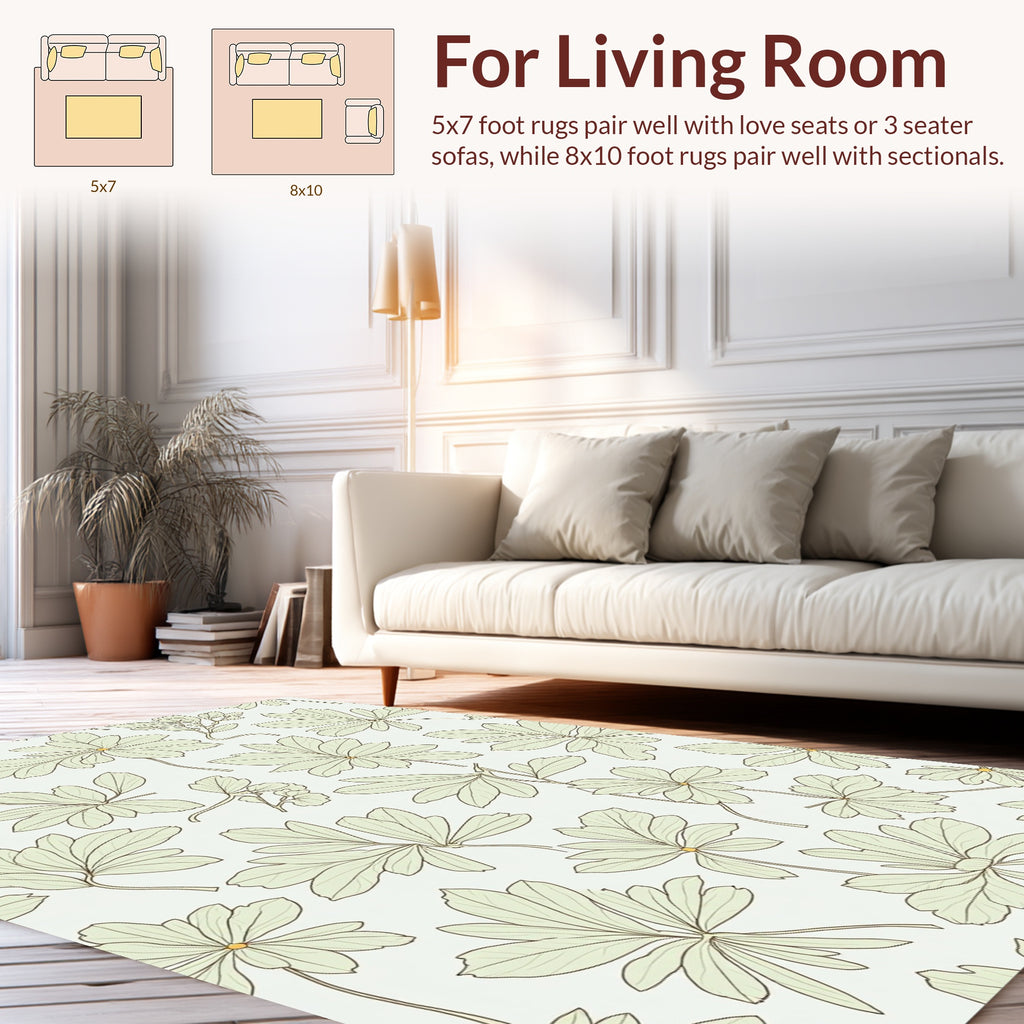 Delicate Leaf Patterned Garden Design Rug