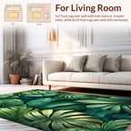 Lush Green Tropical Leaf Pattern Rug