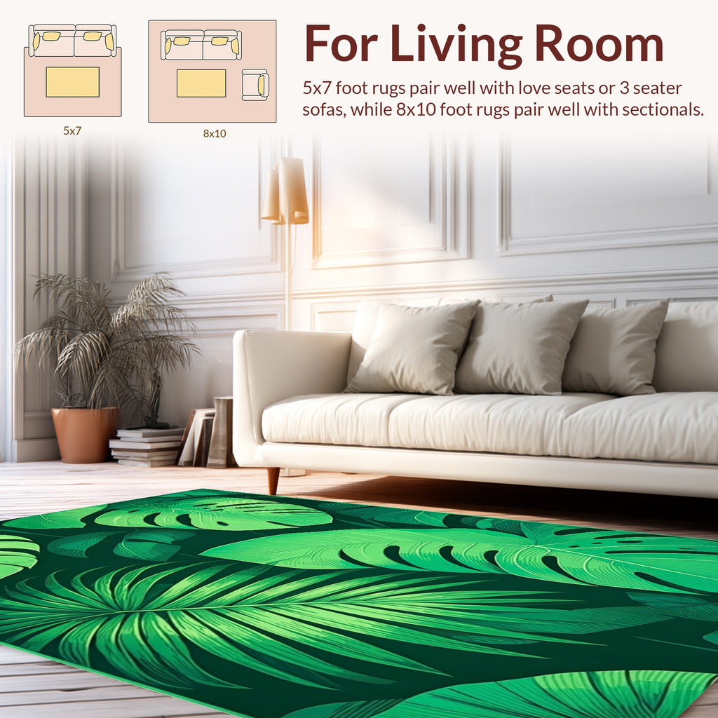 Lush Jungle Leaf Tropical Design Rug