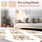 Ornate Brown Damask Pattern Rug