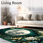 Celestial Moon Floral Art Nouveau Rug