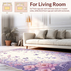 Whimsical Purple Floral Butterfly Garden Rug
