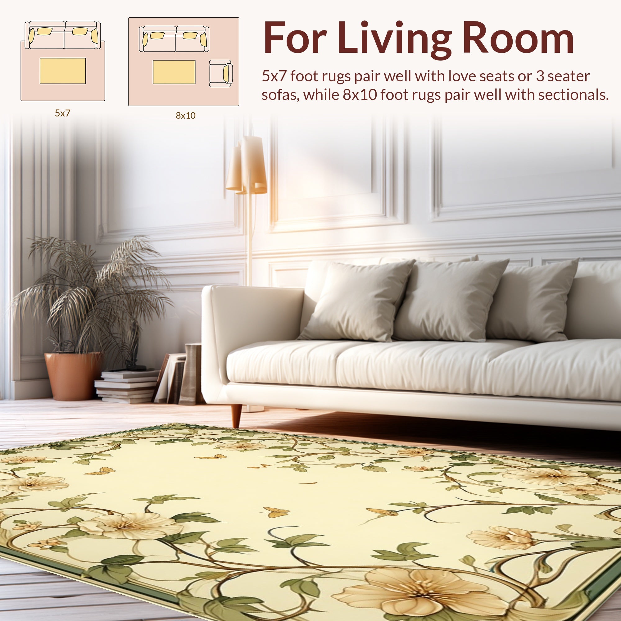Floral Vines Butterflies Aesthetic Design Rug