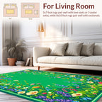 Vibrant Meadow Floral Border Design Rug