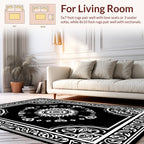 Intricate Black White Floral Sunburst Rug
