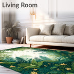 Lush Tropical Forest Birds Flowers Rug
