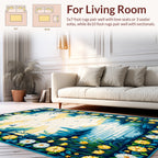 Floral Landscape with Cityscape Border Rug