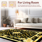 Elaborate Golden Floral Lattice Pattern Rug
