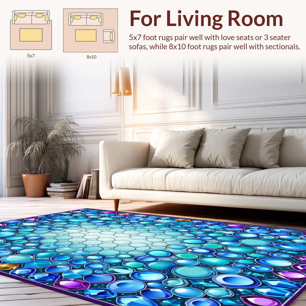 Jeweled Circles Gemstones Pattern Rug