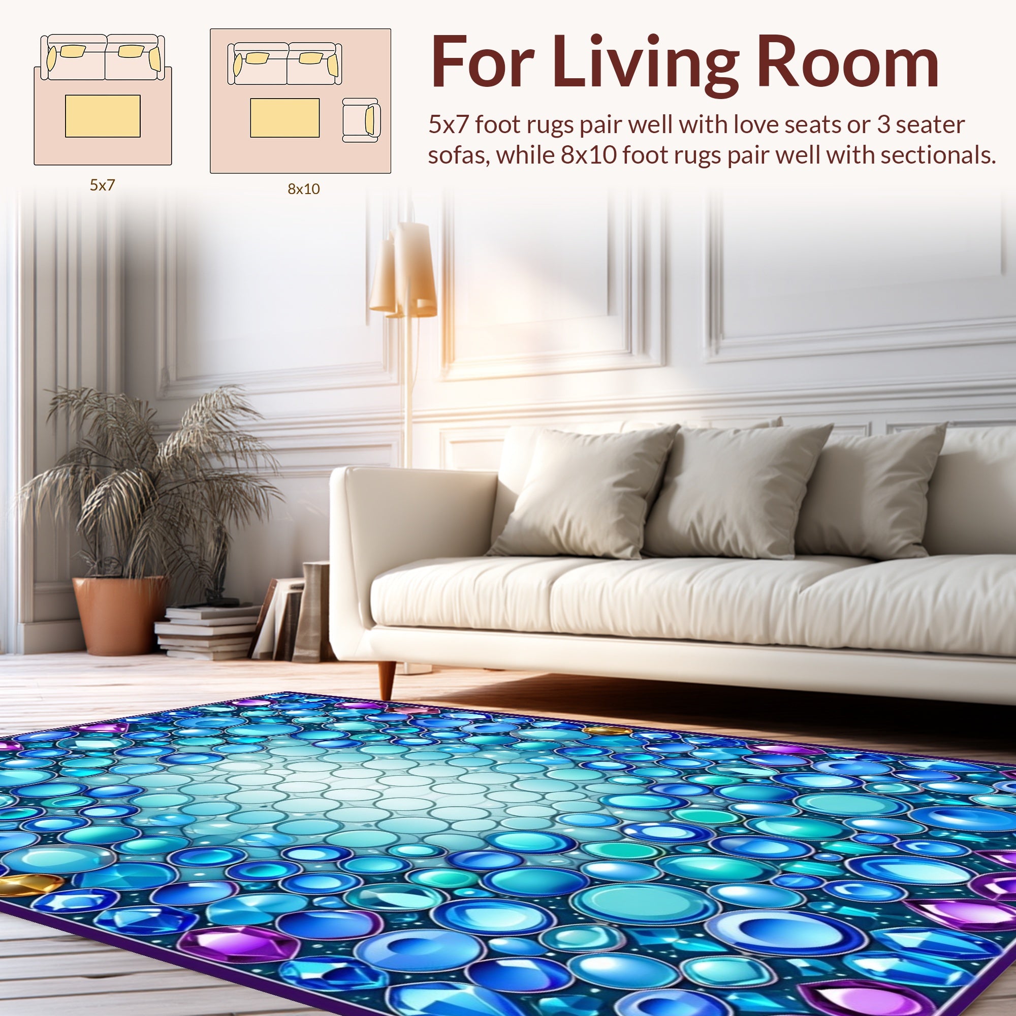 Jeweled Circles Gemstones Pattern Rug