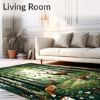 Woodland Animals In Verdant Forest Rug