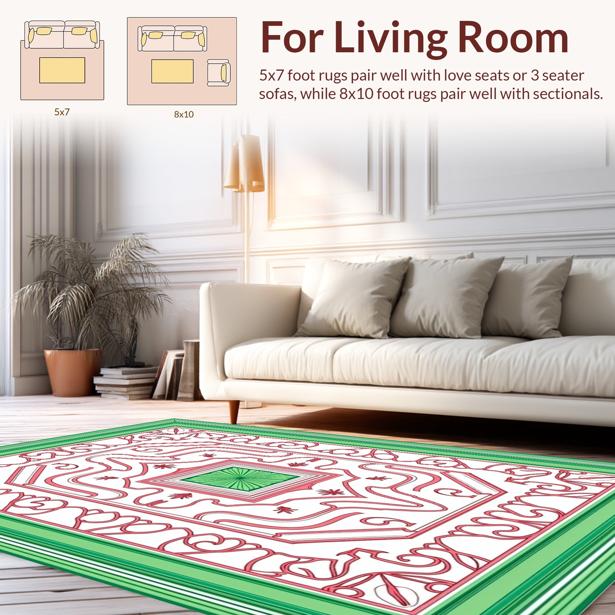 Geometric Floral Vine Pattern Rug
