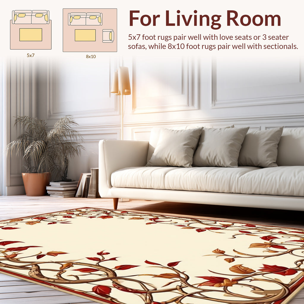 Autumn Vines Stylized Floral Design Rug