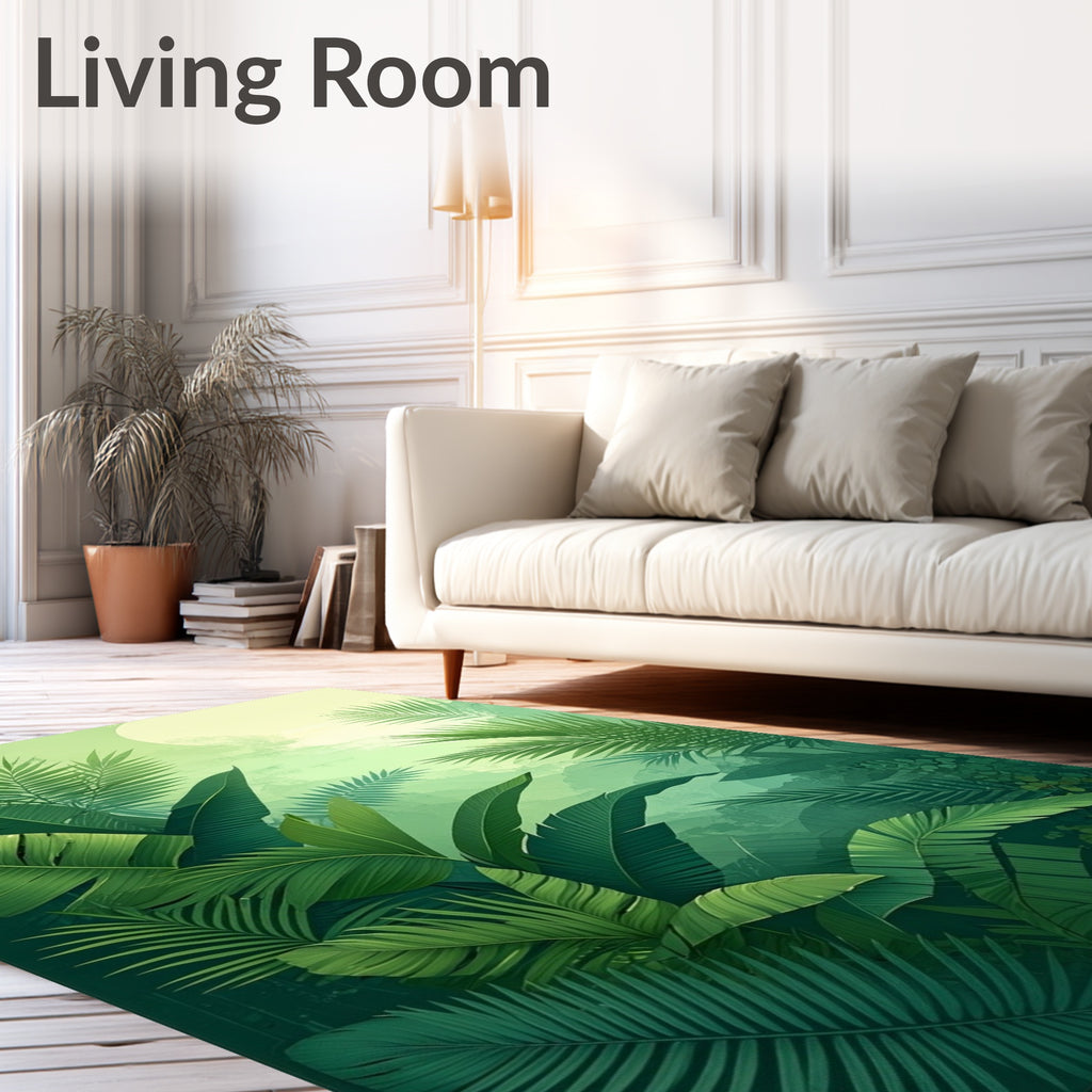 Lush Tropical Leaf Pattern Rug