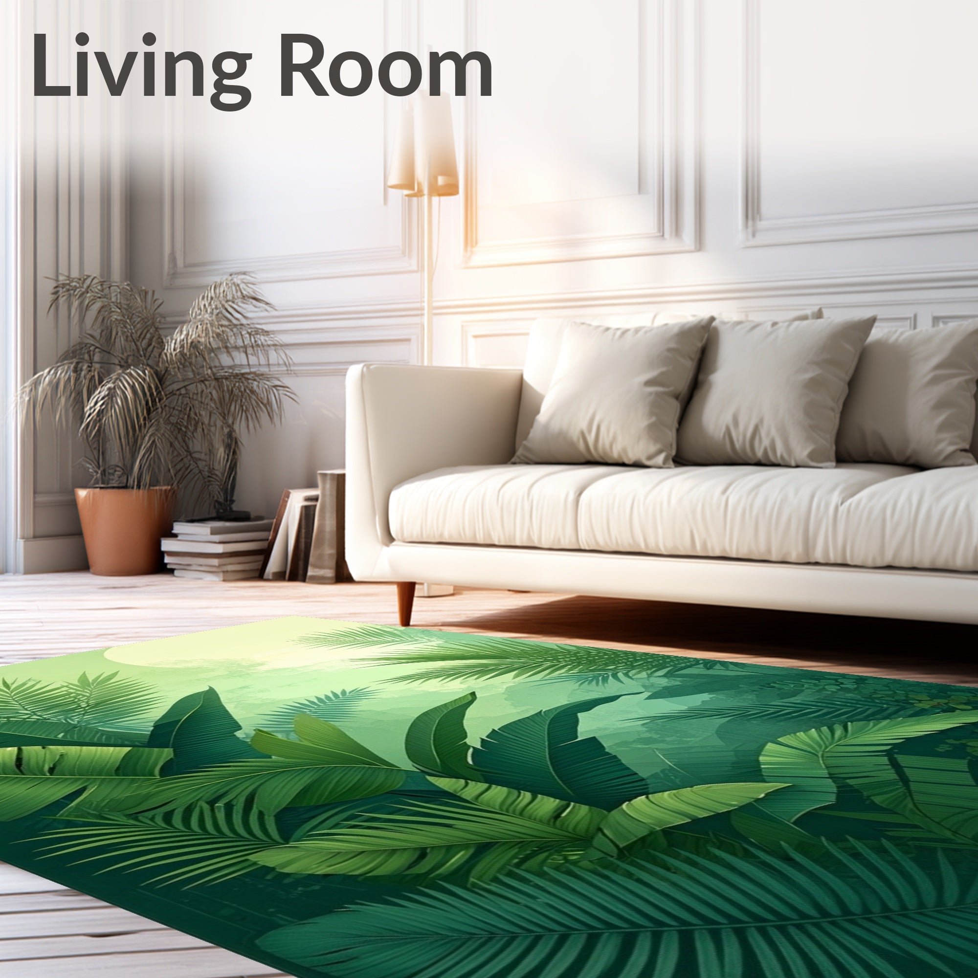 Lush Tropical Leaf Pattern Rug