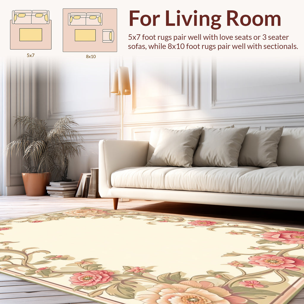 Elegant Floral Archway Border Design Rug