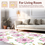 Pink Floral Branch Repeating Pattern Rug