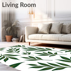 Dark Green Laurel Branches On White Rug