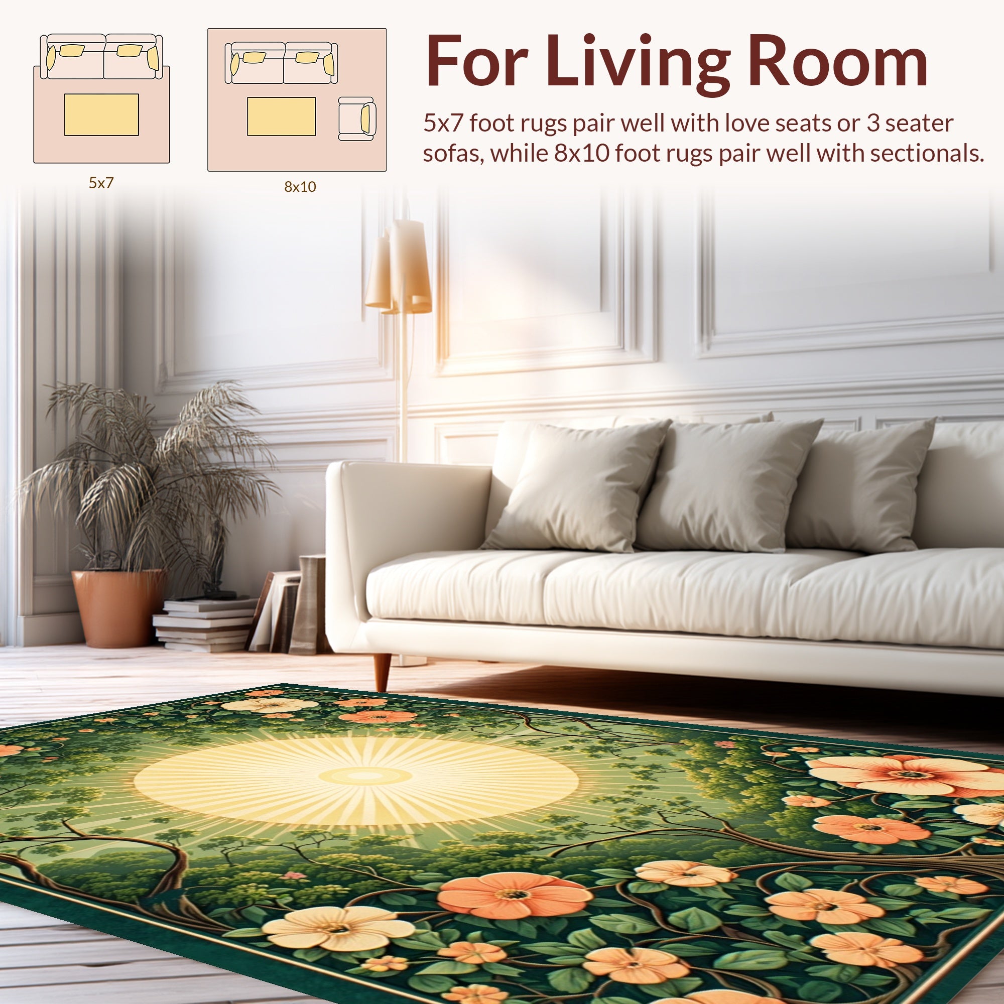 Art Nouveau Floral Sunburst Patterned Rug