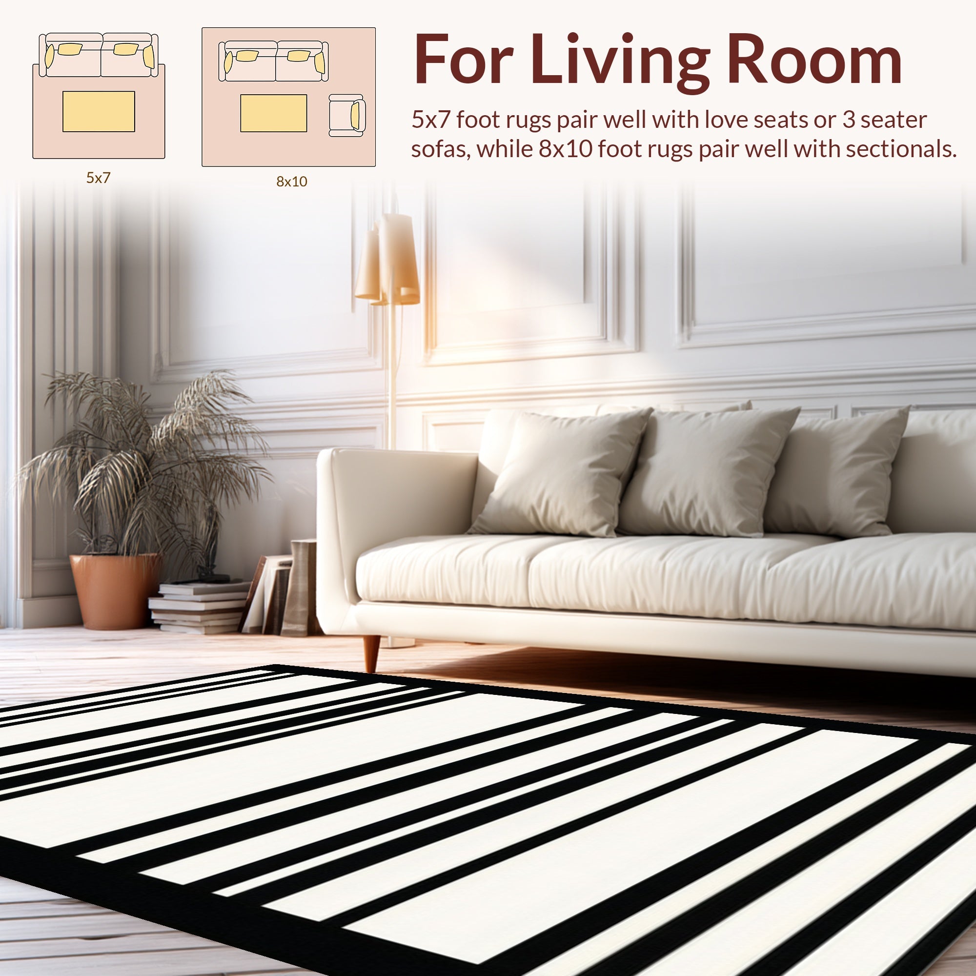 Minimalist Black White Stripe Rug
