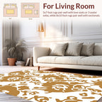 Artistic Ochre Abstract Organic Pattern Rug