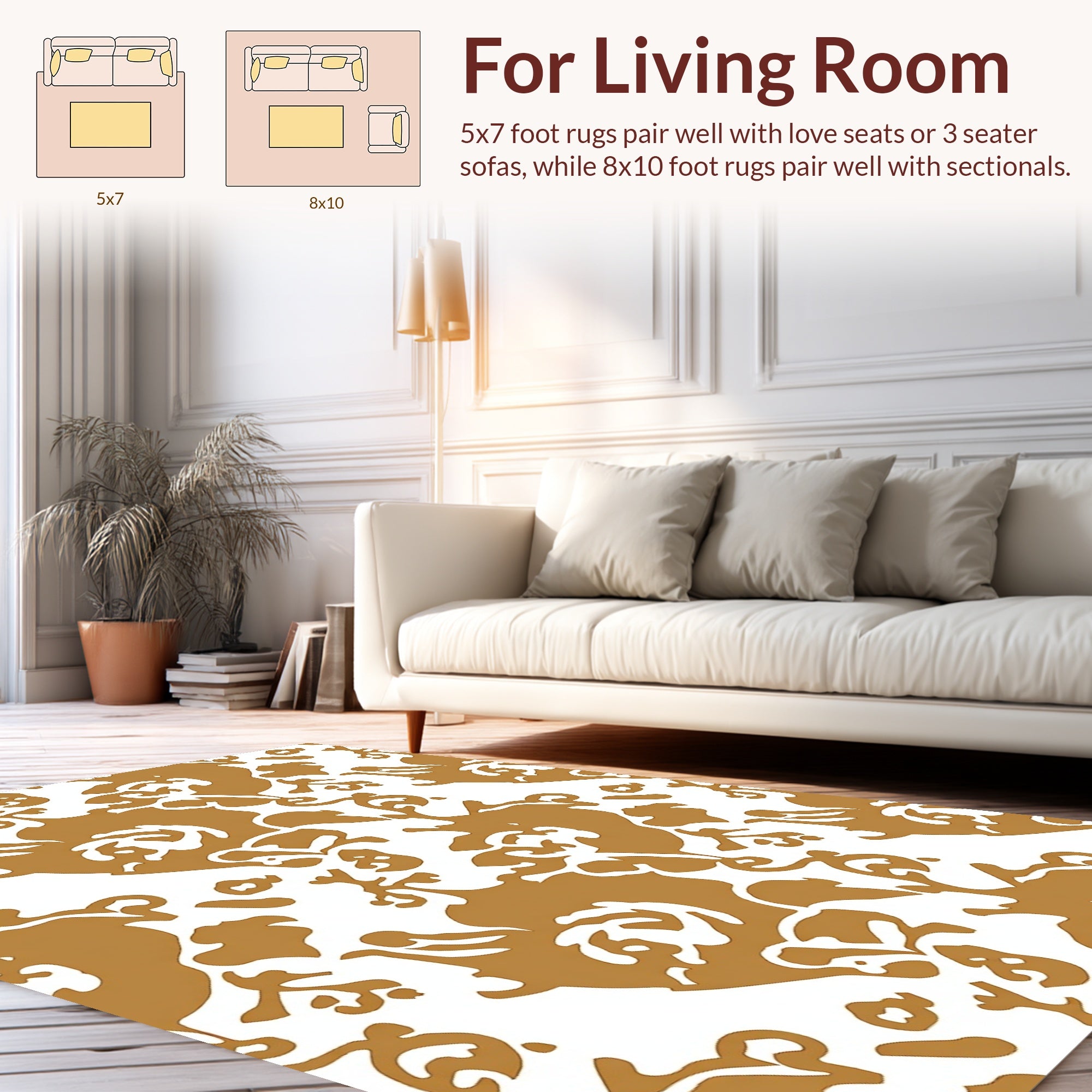 Artistic Ochre Abstract Organic Pattern Rug