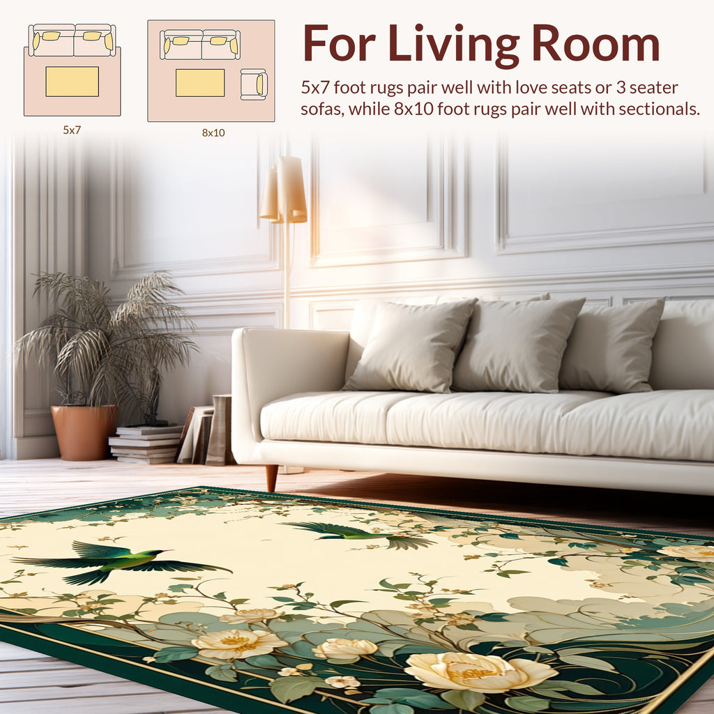 Elegant Floral Birds Art Nouveau Rug