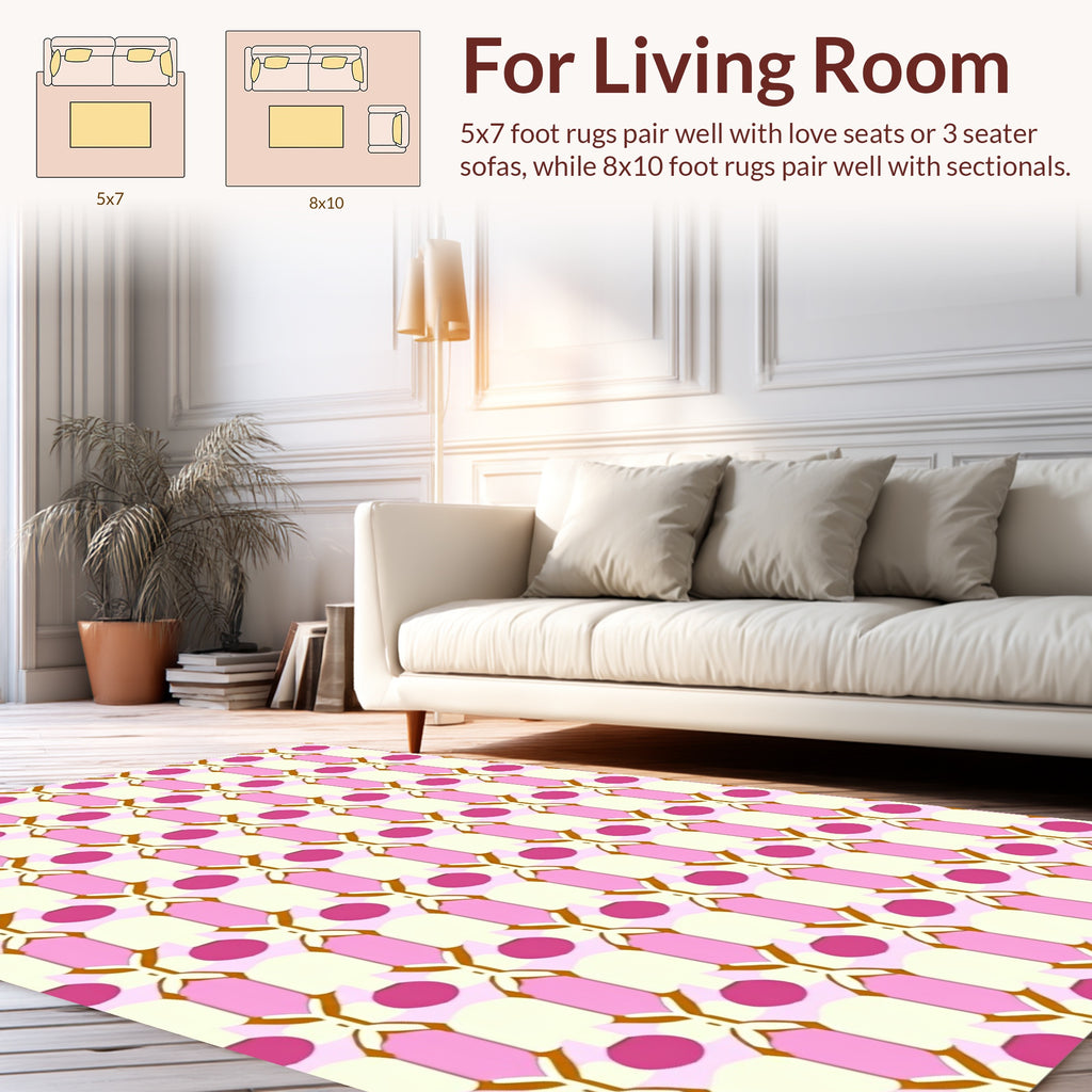 Pink Geometric Lattice Pattern Rug