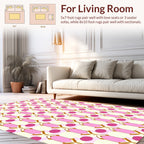Pink Geometric Lattice Pattern Rug