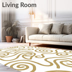 Golden Swirl Line Art Rug