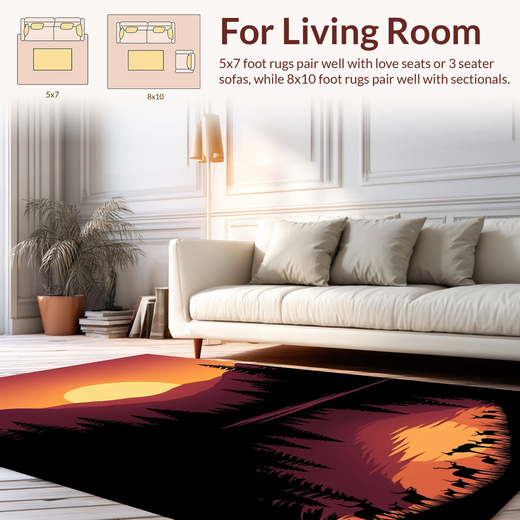 Sunset Wildlife Silhouette Landscape Rug