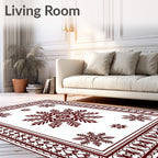 Deep Red Starburst Snowflake Mandala Rug