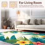 Tropical Floral And Leaf Pattern Rug