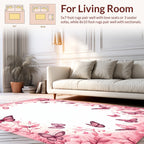 Sweet Pink Butterfly Floral Pattern Rug