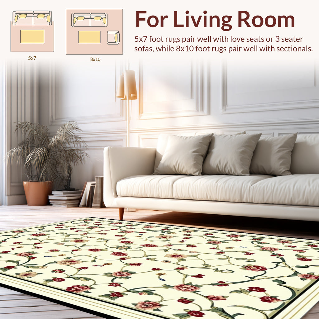 Intricate Floral Vine Pattern Rug