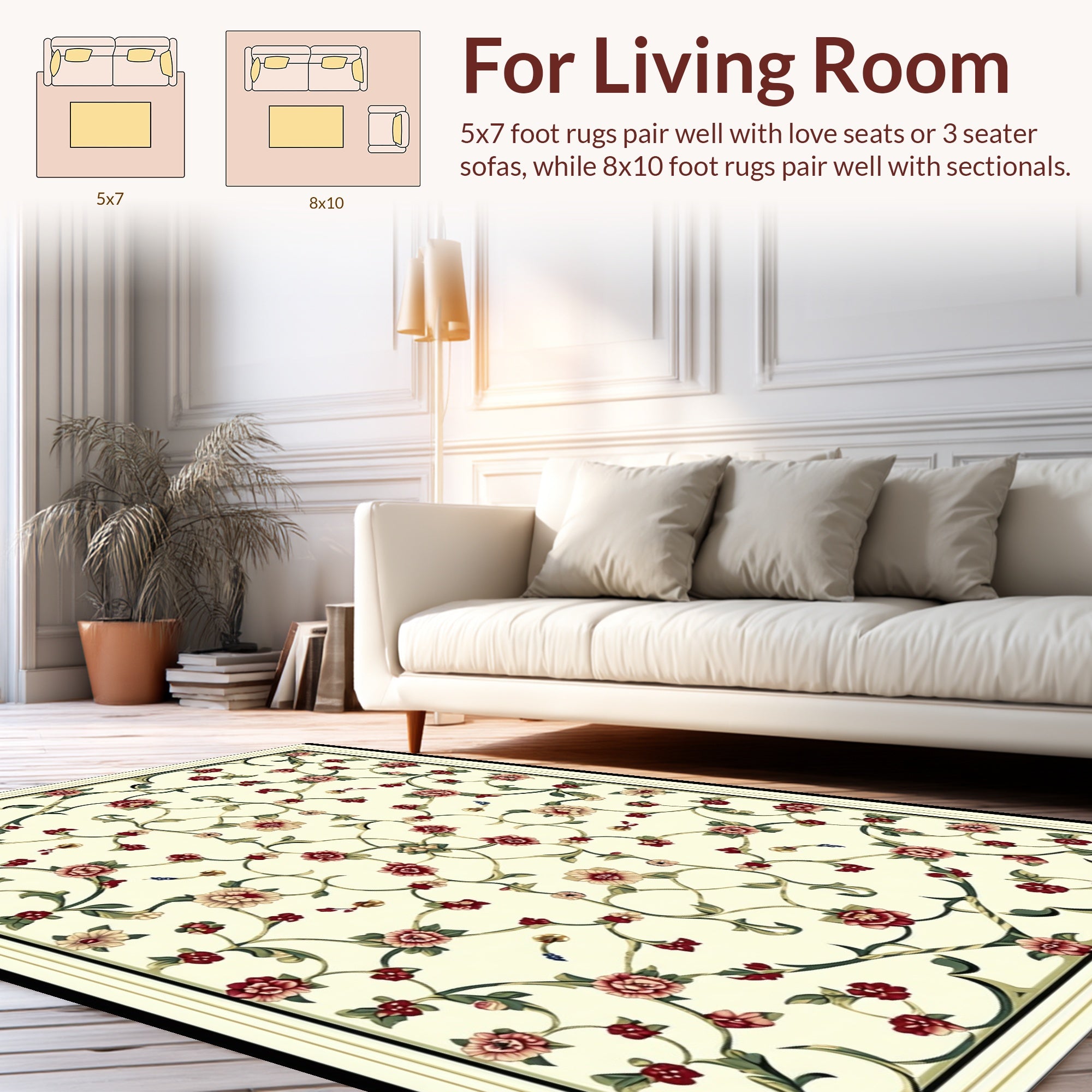 Intricate Floral Vine Pattern Rug