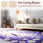 Lavender Field Butterflies Floral Design Rug