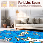 Playful Blue Shark Marine Pattern Rug