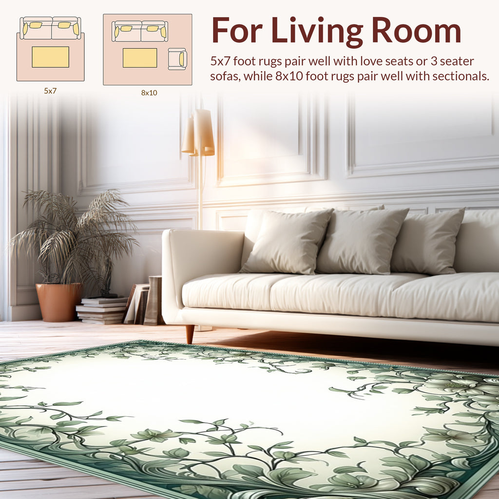 Art Nouveau Floral Vines Soft Green Rug
