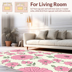 Pink Floral Outline Pattern Design Rug