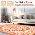 Vibrant Orange Floral Repeating Medallion Rug