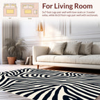 Bold Black and Cream Abstract Stripes Rug