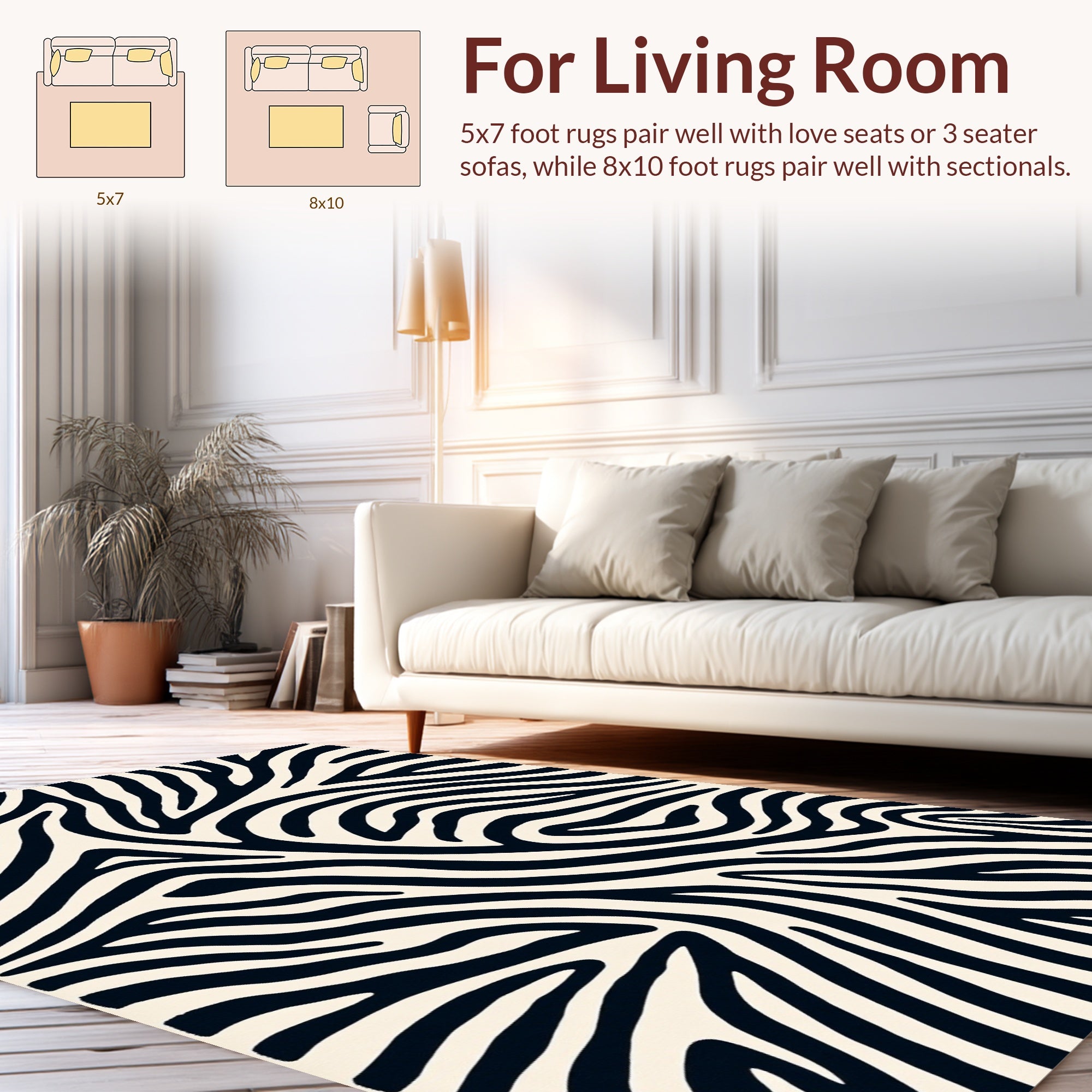 Bold Black and Cream Abstract Stripes Rug
