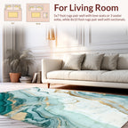 Abstract Teal Gold Veins Rug