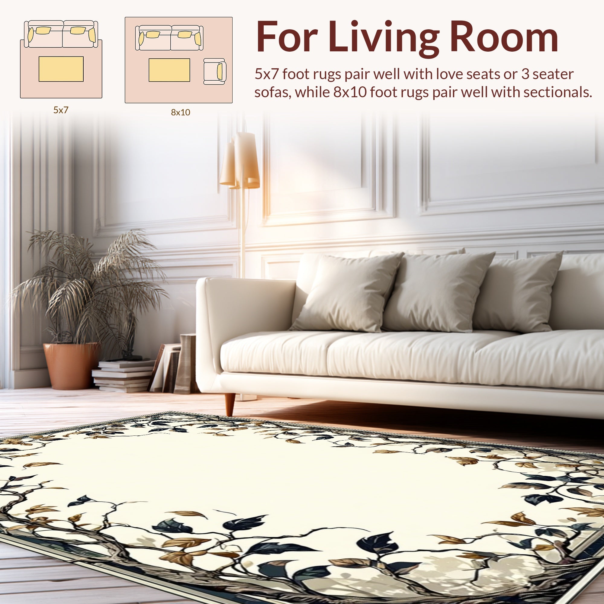 Autumn Tree Branch Botanical Design Rug